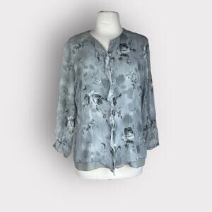 Liz Claiborne | Vintage 90s Floral Chiffon Blouse | 10